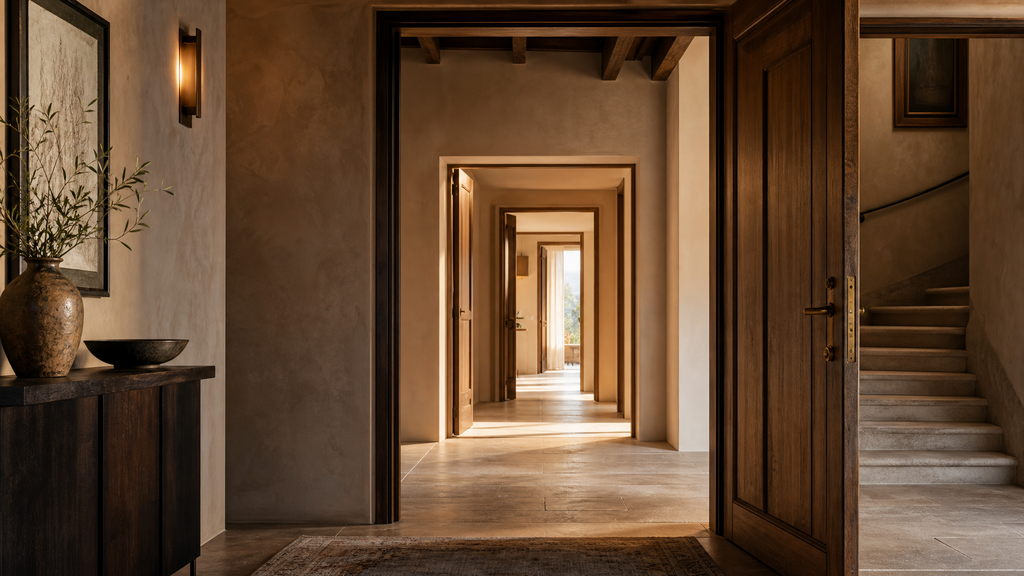 Architectural doorways showing a founder choosing between one inbound offer and a broader competitive sale process