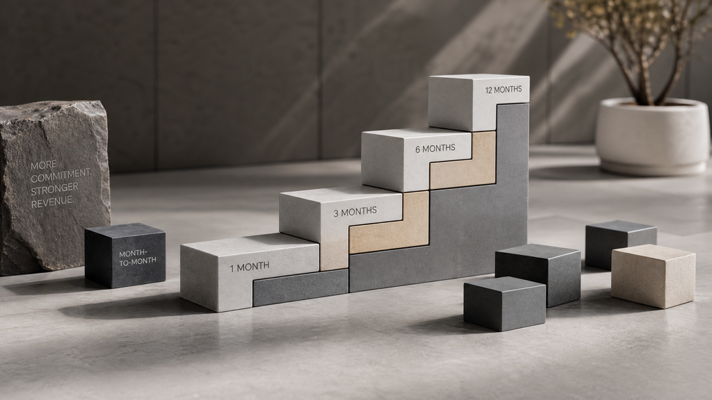 Geometric revenue ladder representing annual SaaS contracts and valuation impact