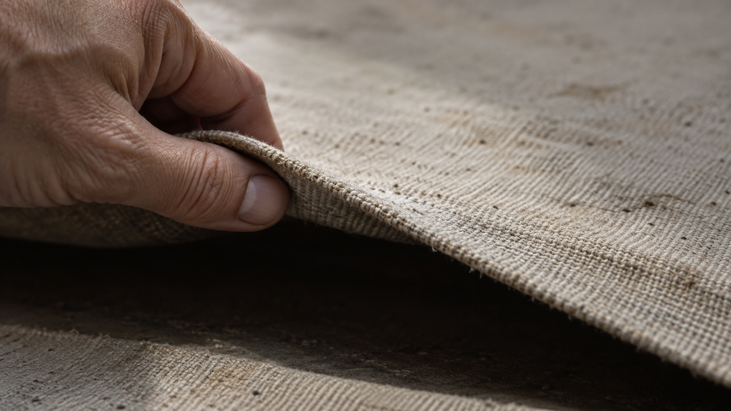 A hand lifting the edge of a heavy canvas sheet to see what is underneath, illustrating finding the real cause after a business sale falls through