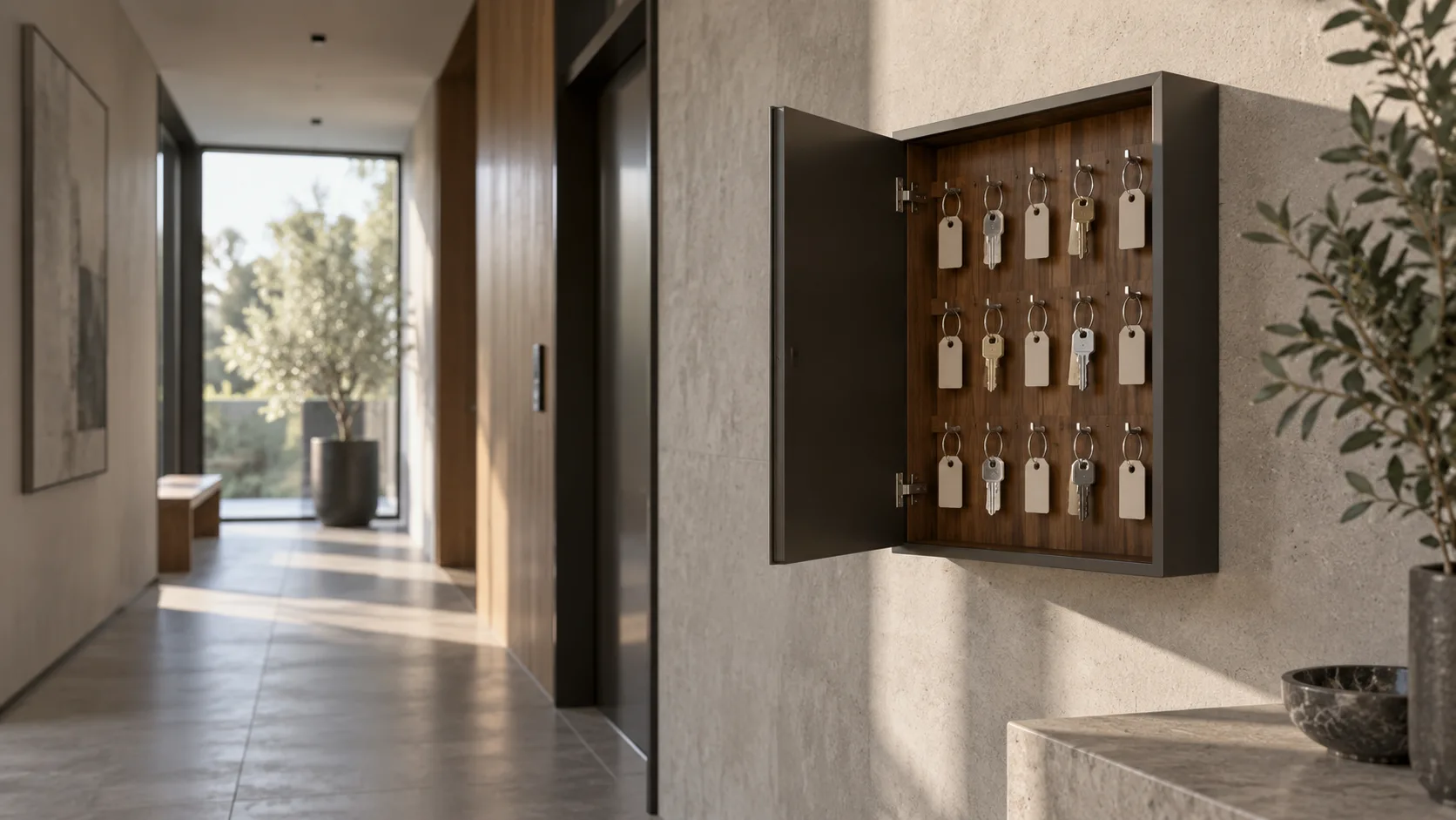 Wall key cabinet with every key on its own tagged hook, illustrating AI generated code due diligence